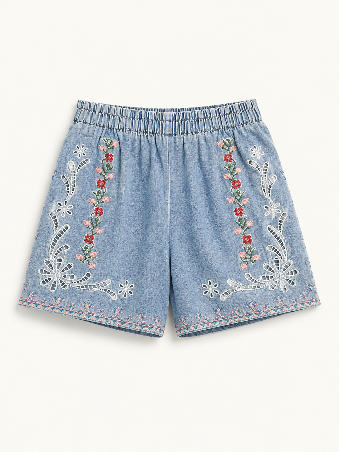 Broderie anglaise embroidered short
